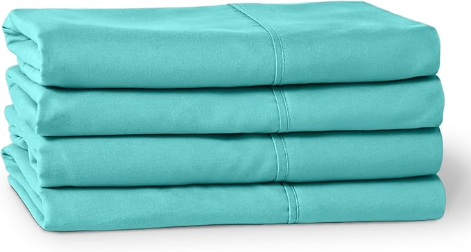 Bare Home Microfiber Bulk Pillow Cases - Standard/Queen Size Set of 4 - Cooling Pillowcases - Double Brushed - Turquoise Pillowcases 4 Pack - Easy Care (Standard - 4 Pack, Turquoise)