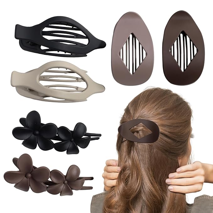Matte Flat Hair Clips for Women, 3 Styles Non-slip Flat Claw Clips for Thick or Thin Hair, for Curly Straight Duckbills Flat Hairs Clips For Women & Girls