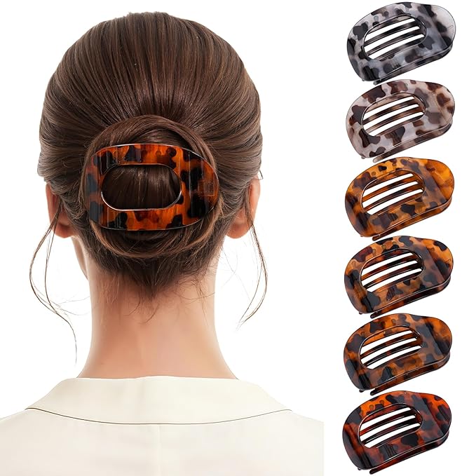 6 PCS Flat Hair Clips for Women - French Medium Flat Claw Clips for Thick Thin Hair, Strong Grip Non Slip Hair Claw Clips for Women Girls