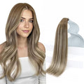 Sunny Hair Tape in Hair Extensions Human Hair 24 Inch Hair Extensions Real Human Hair Tape in Extensions for Women Cool Brown to Light Brown Balayage Blonde Invisible Remy Hair Skin Weft 20Pcs 50g