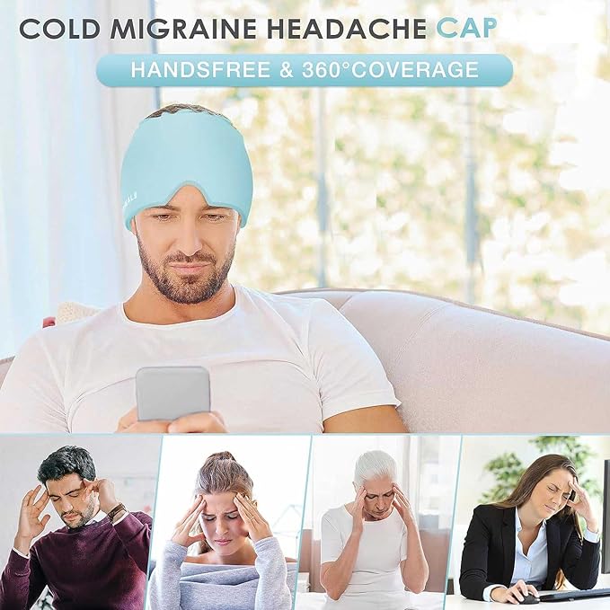 Cold Head Hat, Ice Head Wrap, Ice Pack Cap -LightGreen
