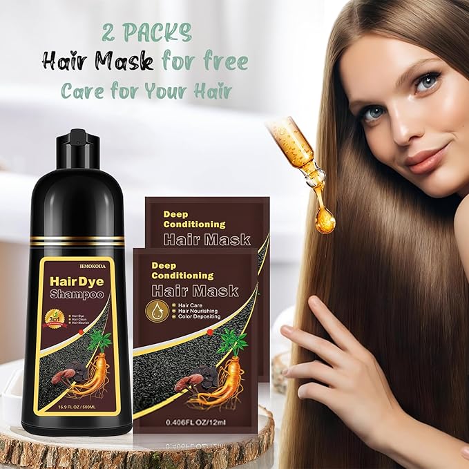 Blonde Brown Hair Color Shampoo for Women and Men, Instant Brown Hair Dye Shampoo 3 in 1, Shampoo Hair Dye Works in Minutes, Long Lasting Brown Hair Shampoo