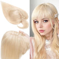 SEGO 100% Real Human Hair Toppers, with Air Bangs, Silk Base 150% Density, Clip in Topper, 2.7肺5.1・ HairPieces for Women, with Thinning/Hair Loss Cover Gray
