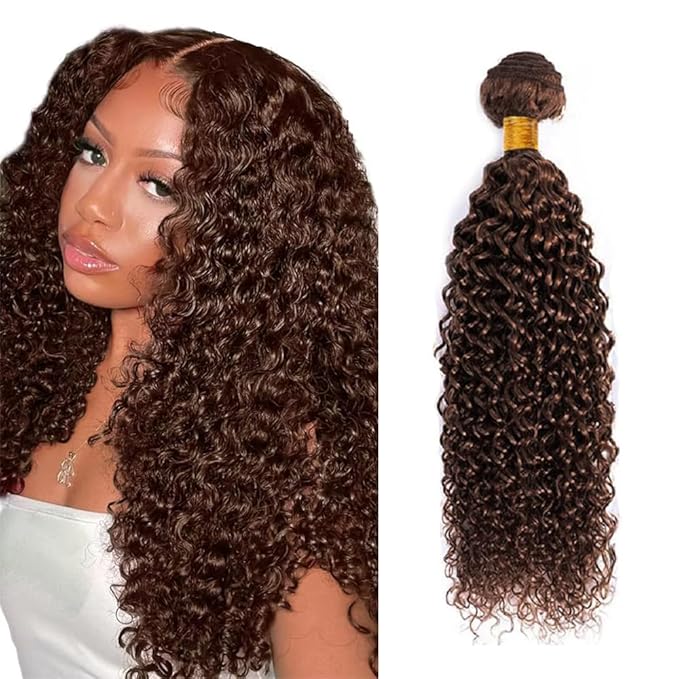Brown Human Hair Bundles Chocolate Brown Kinky Curly Bundles 16 Inch Niegmeag Peruvian Virgin Remy Hair Extensions Double Weft Color 4 Kinky Curly Bundle Hair Weave 100g