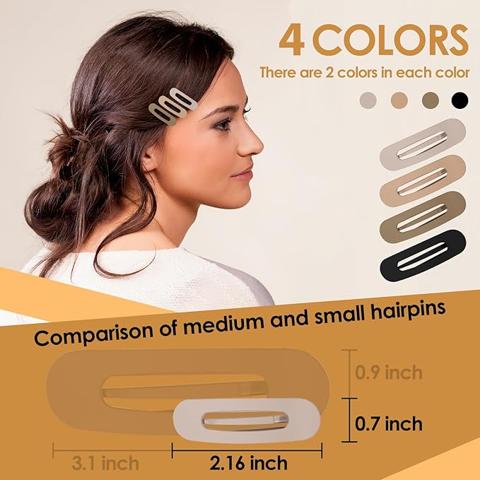 Small Flat Hair Clips for Women Lay Down Clips for Thin Hair Accessories 2.16 Inch 8pack