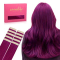 WENNALIFE Tape in Hair Extensions Human Hair Violet Tape in Extensions, 10pcs 30g 20 inch Remy Invisible Tape Ins Straight Colored Soft Real Human Hair Tape in Extensions Refill Set Extensions