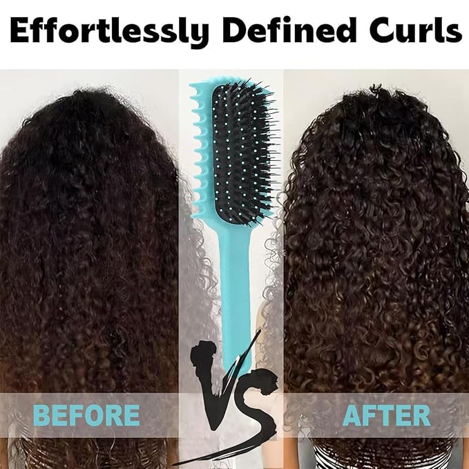 Curly Hair Brush, Volume Curl Defining Brush for Detangling Shaping and Styling Women's Curls, Reduce Pulling (Green)