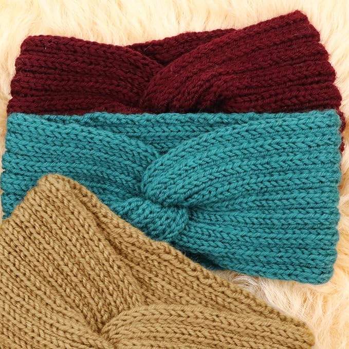 DRESHOW Knit Crochet Headband for Women Ear Warmer Soft Turban Stretch Warmer Headbands Winter Fashion Head Wrap
