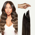 Luxy 100% Remy Human Hair – Halo Clip-In Hair Extensions –Natural Looking Volume & Length - One-Piece - Easy 5-Min Application 180 grams 20" Mocha Bronde Balayage