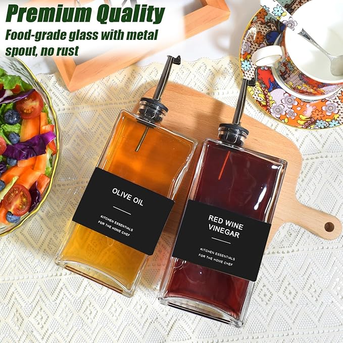 Olive Oil Dispenser Bottle for Kitchen,17 oz Oil and Vinegar Dispenser Set, Cooking Oil Dispenser, Glass Container, Coffee Syrup Bottles