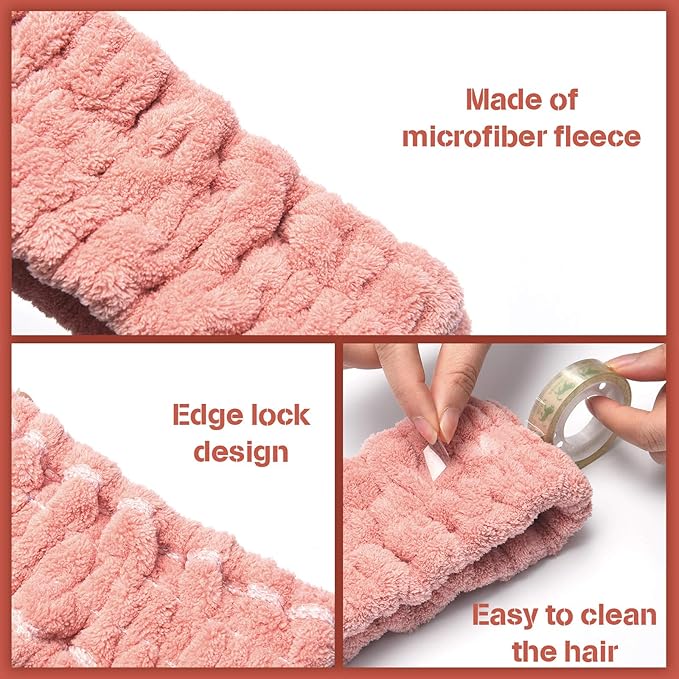 Chuangdi 3 Pieces Spa Headband for Women Facial Makeup Headband Soft Terry Cloth Hairband for Washing Face Mask Spa Shower Gifts(Dark Pink, Dark Blue, Milky-White)