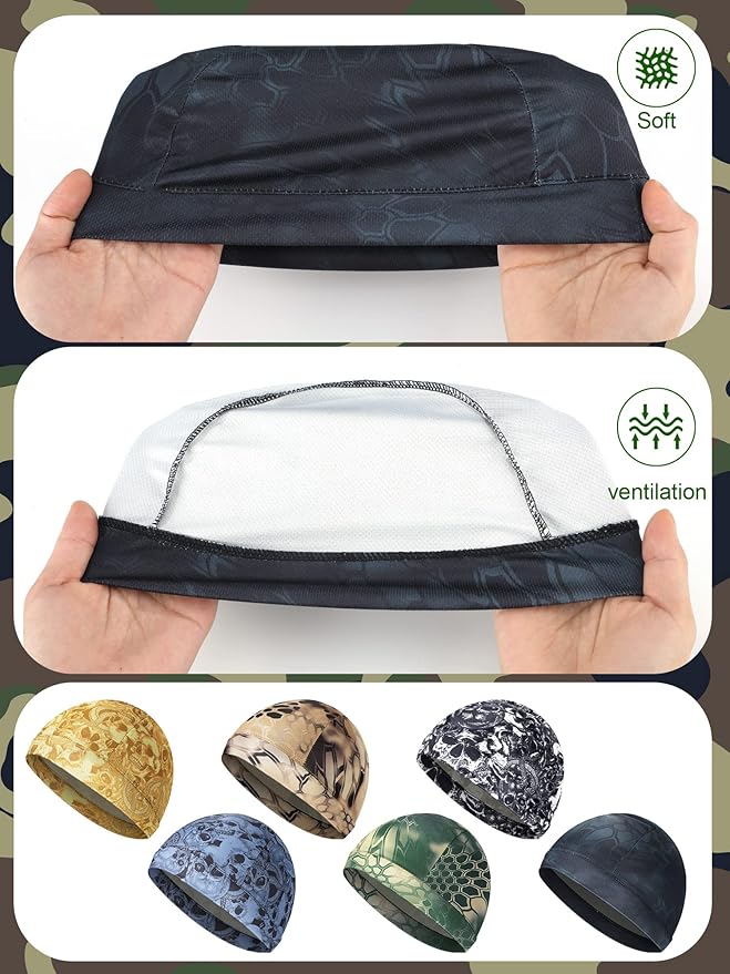 SATINIOR 6 Pcs Cooling Skull Cap Helmet Liner Sweat Wicking Cap Hard Hat Liner Bandana for Men Women Sports Cycling Running