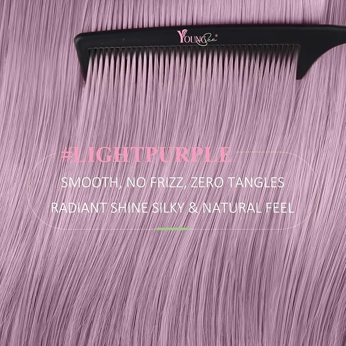 YoungSee Human Hair Tape in Extensions Purple Tape in Hair Extensions Lavender Real Hair Tape-in Extension Light Purple 12In Tape on Hair Extension for Party 20g 10pcs
