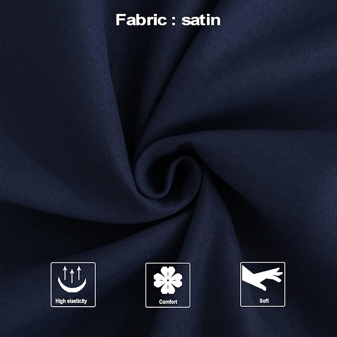 NTBAY Zippered Satin Pillow Cases for Hair and Skin, Luxury King Hidden Zipper Pillowcases Set of 2, 20x36 Inches, Navy Blue