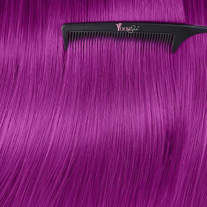 YoungSee Invisible Tape in Hair Extensions Purple Hair Extensions Tape in Colored 25g 10pcs Tape Extension Real Human Hair Purple 20Inch for Girls Party Remy-Hair