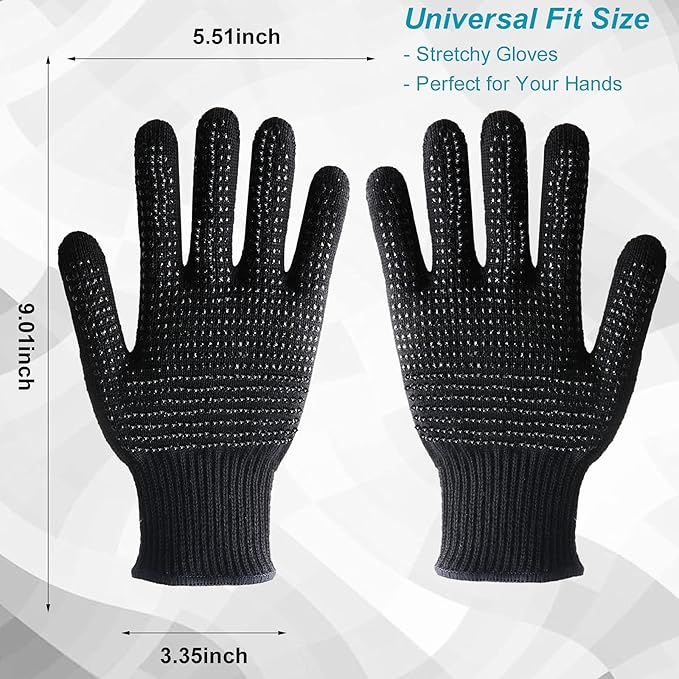 Heat Gloves for Hair Styling,2Pcs Heat Resistant Gloves with Silicone Bumps