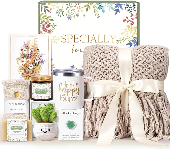 Gift Baskets for Women, Get Well Gifts for Women After Surgery, Birthday Gifts Thinking of You Gifts for Woman, Care Package, Sending Hug Feel Better Self Care Box for for New Mom Wift Teen Girls