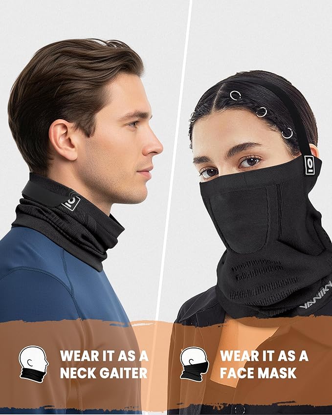 Winter Neck Warmer Gaiter Ski Face Mask, Breathable Fleece Balaclava Windproof Cold Weather Scarf