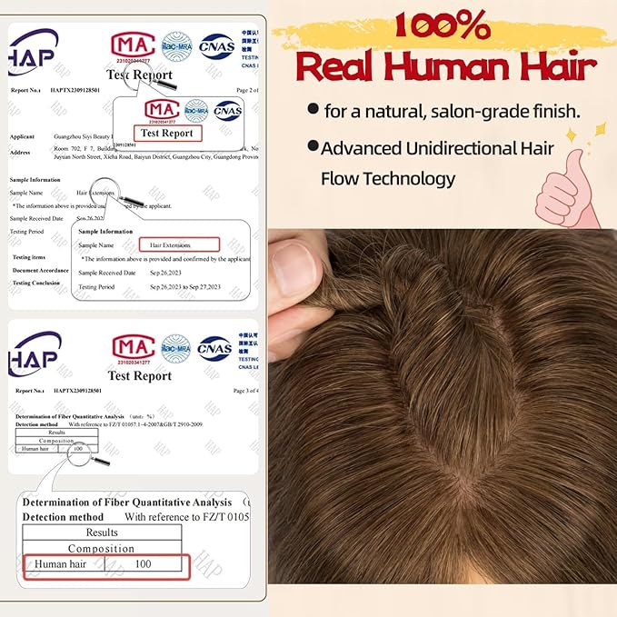 Rich Choices Human Hair Toppers for Women-100% Real Remy Hair Topper No Bang-Upgraded 150% Density 9 * 12CM Lace Base-Clip in Hairs Topper for Thinning Hairs-10Inch #4 Medium Brown