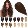 SEGO Human Hair Toppers for Women With Thinning Hair, 7 * 13CM Silk Base 100% Real Human Hair Clip in Top Wiglet Hairpieces -10 Inch No Bangs Medium Brown