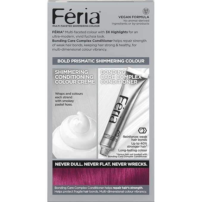 L'Oreal Paris Feria Multi-Faceted Shimmering Permanent Hair Color, 622 Fuchsia-cha, Pack of 1 Hair Dye Kit