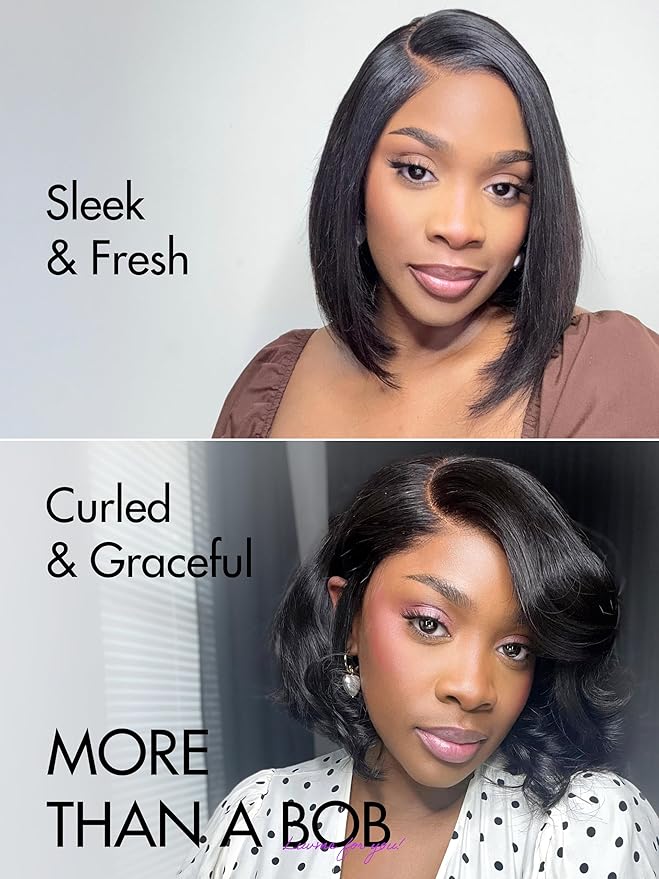 LUVME HAIR 7x6 HD Lace All-Day Comfort Wig PartingMax Lace Bob Wigs Lace Front Wigs Human Hair Pre Cut Plucked Lace Frontal Glueless 12 Inches Natural Black Color