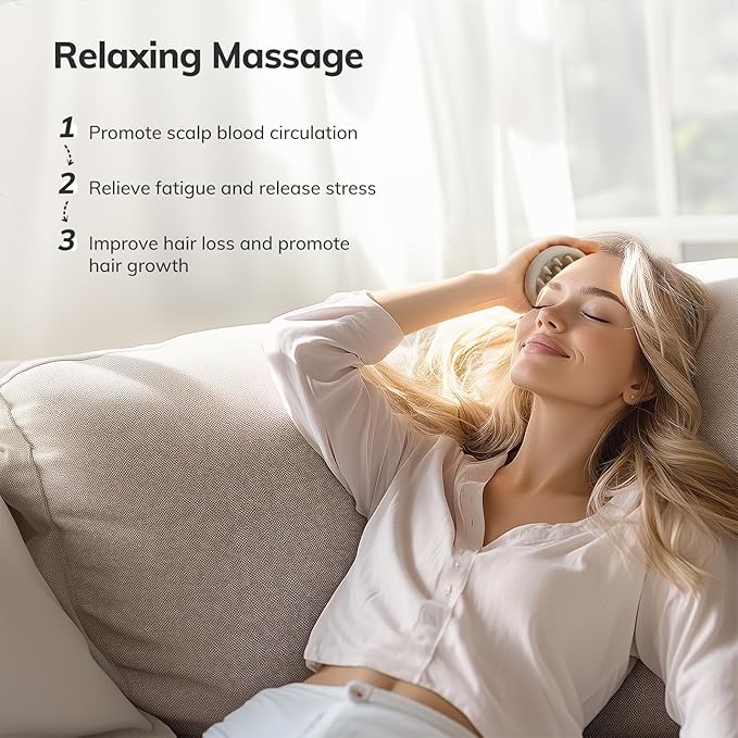 Sndyi Silicone Scalp Massager Shampoo Brush, Hair Scrubber with Soft Silicone Bristles, Scalp Scrubber/Exfoliator for Dandruff Removal, Wet Dry Scalp Brush for Hair Growth & Scalp Care, Oatmeal