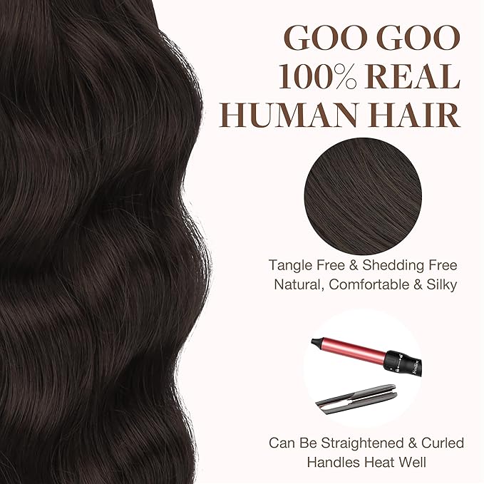 GOO GOO Tape in Hair Extensions Human Hair, 2A Light Brown, 20inch 100g 40pcs, Skin Weft Seamless Invisible, Silky Straight with Thick Ends, Remy Human Hair