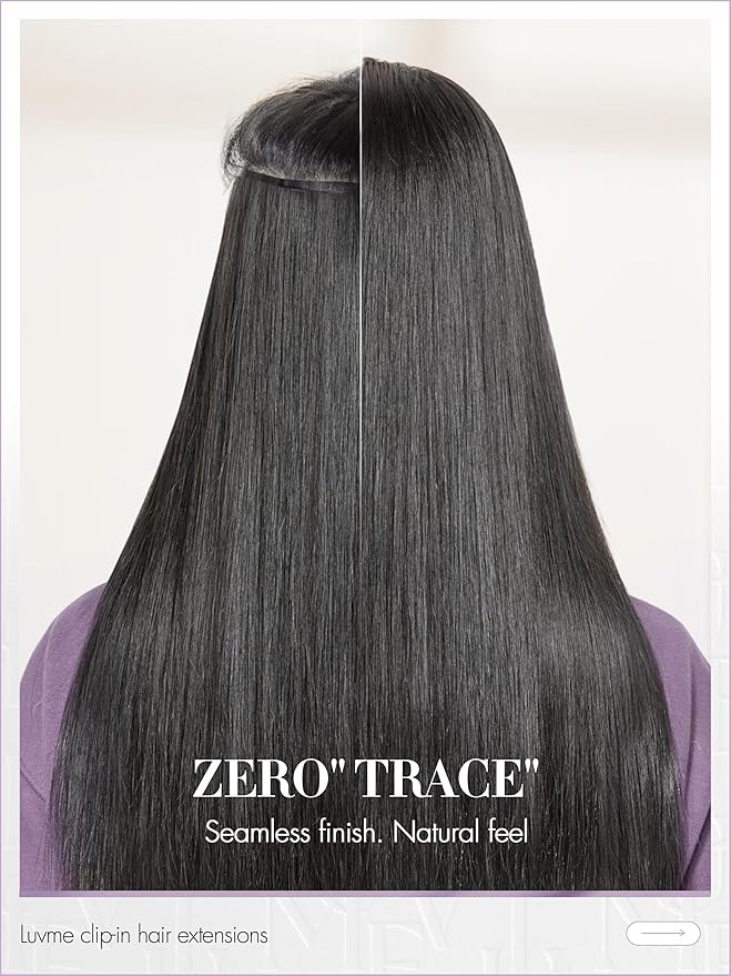 LUVME Straight Seamless 70g 4Pcs Clip in Hair Extensions Full Max with 24inch Remy Human Hair Clip ins Extensions, Natural Black 100% Real Soft Hair