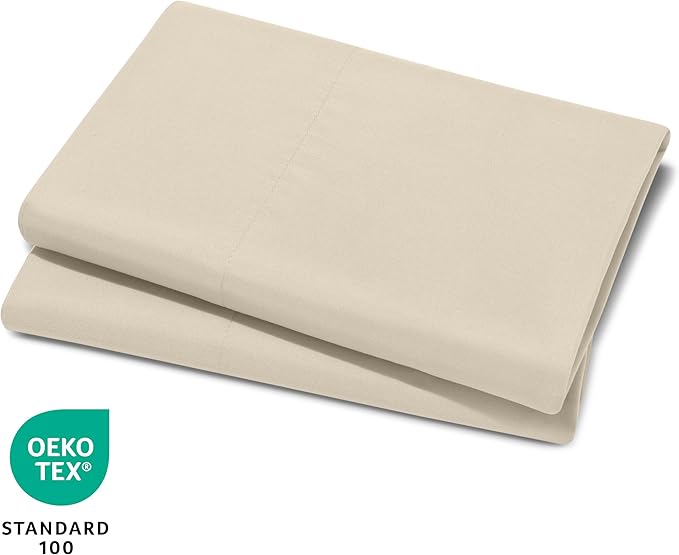 Bare Home Microfiber Pillow Cases - Toddler Size Set of 2 Cooling Pillowcases Double Brushed Sand Pack Easy Care (Toddler Pillowcase 2, Sand)