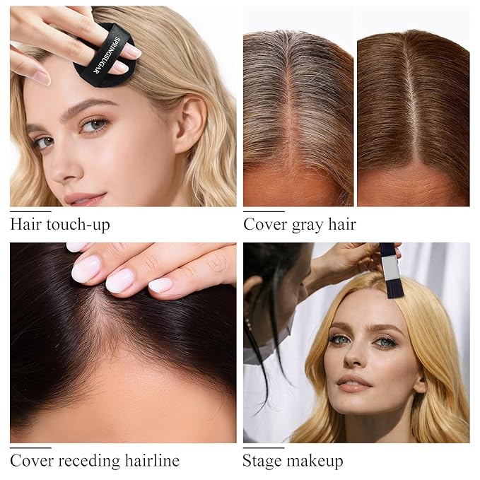 Root Touch Up Hair Color – 3 Color Blendable Hairline Powder for Gray Coverage, Root Cover Up & Thinning Edges – 48H Sweat Resistant, Natural Finish for Women & Men – Brown