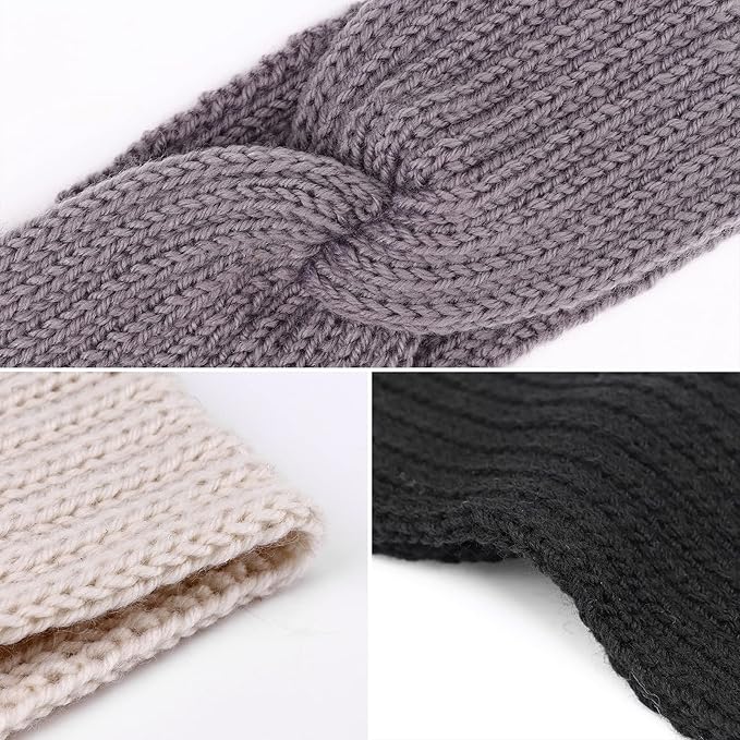DRESHOW Knit Crochet Headband for Women Ear Warmer Soft Turban Stretch Warmer Headbands Winter Fashion Head Wrap