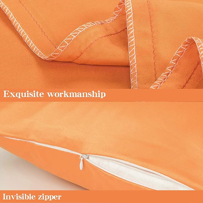 NTBAY Zippered Satin Pillow Cases for Hair and Skin, Luxury King Hidden Zipper Pillowcases Set of 2, 20x36 Inches, Orange