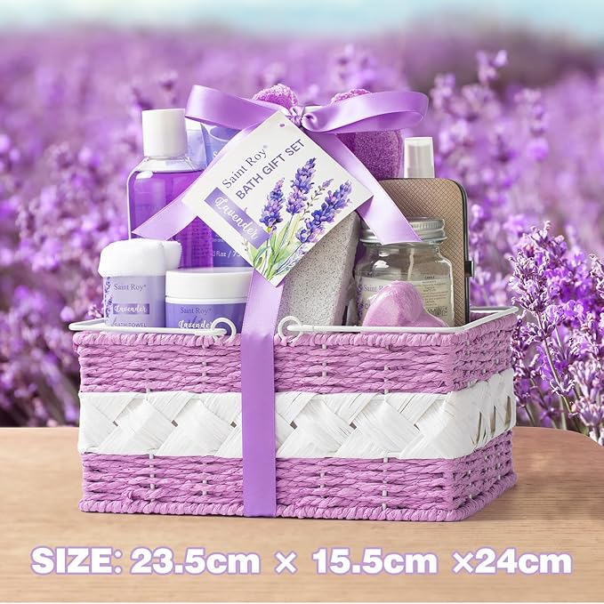 Large Spa kit for women gift set, 20 PCS Spa Gift Baskets Christmas Gifts for Women Bath Kit with Lavender gifts spa gift set Basket, Luxury Self Care Home Spa Kit Lavender Bath Gift Basket
