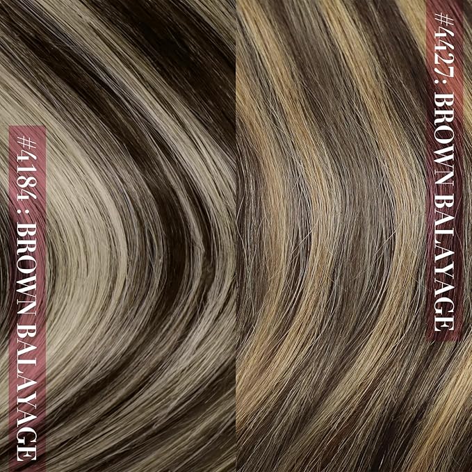 YoungSee Clip in Hair Extensions Real Human Hair Balayage Brown Hair Extensions Clip ins Balayage Chocolate Brown Mix Caramel Blonde Clip on Hair Extension Human Hair Silky Straight 120G 18Inch
