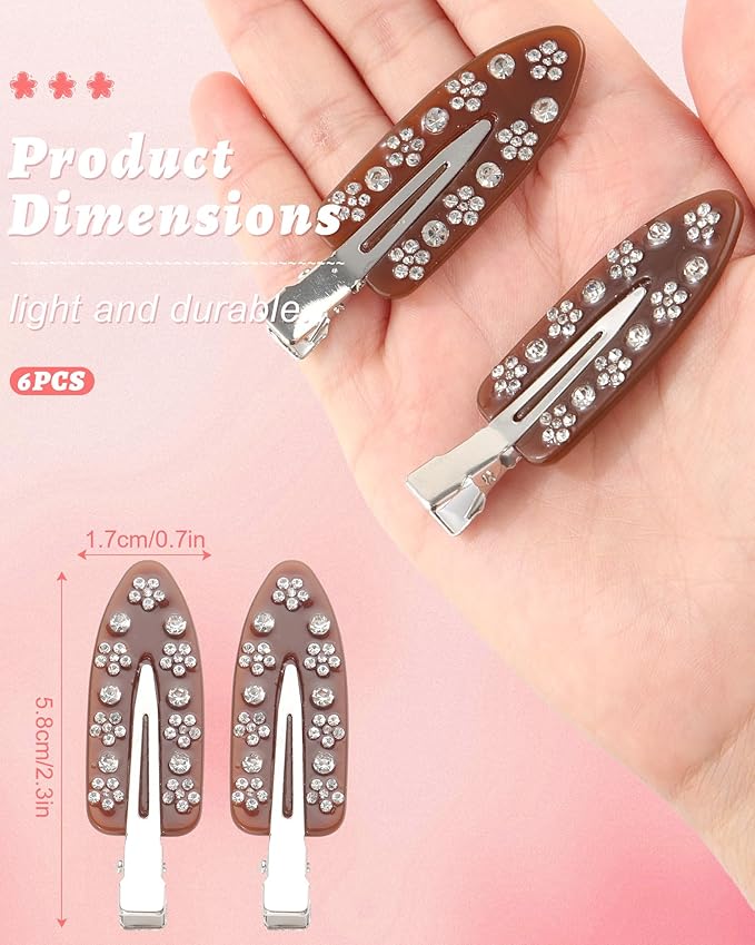 HAIMEIKANG 6 PCs Acrylic Creaseless Hair Clips for Women - No Crease No Bend Hair Clip Makeup Bangs Clips for Women and Girls Flat Hair Clips for Hair Styling