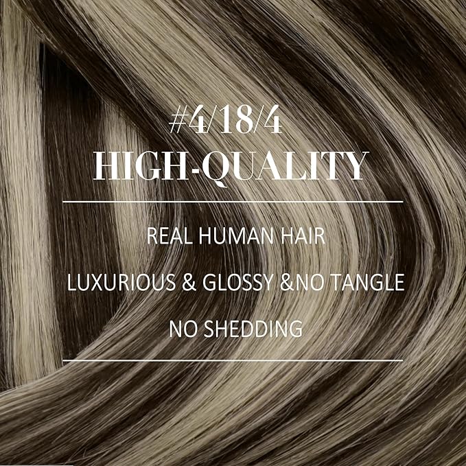 YoungSee Invisible Clip in Hair Extensions Human Hair Brown Balayage Clip on Hair Extensions Chocolate Brown with Ash Blonde Balayage Clip ins Real Human Hair Extension for Natural Look 120G 7Pcs 16In