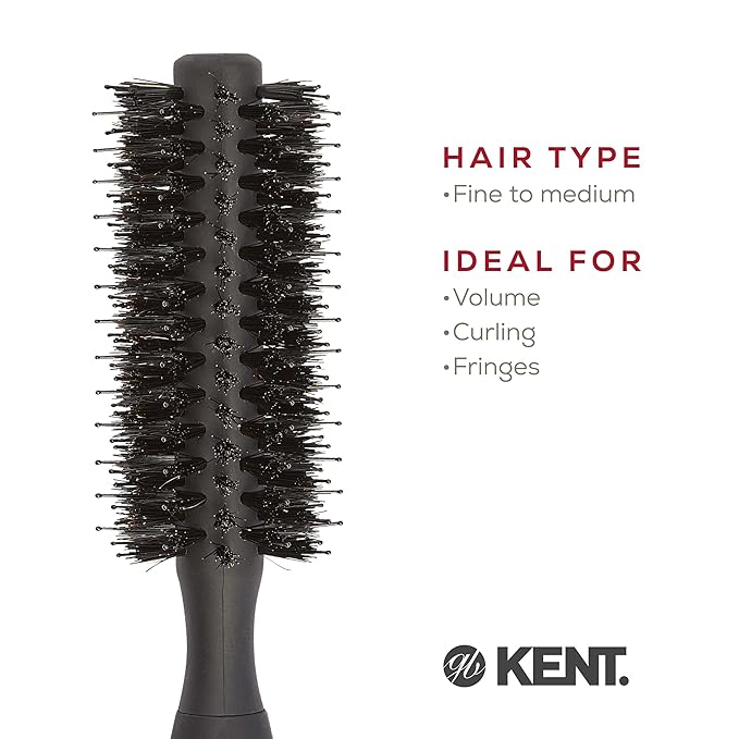 Kent AH16G AirHez Boar & Nylon Bristle Round Brush - Blow Dryer Brush for Curling, Great for Adding Volume & Root Lifting in Short Hair