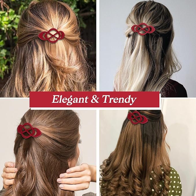 Hair Barrettes for Women 4packs Burgundy Hair Clips French Barrette Vintage HairClips f Stylish Accessories for Women Girls