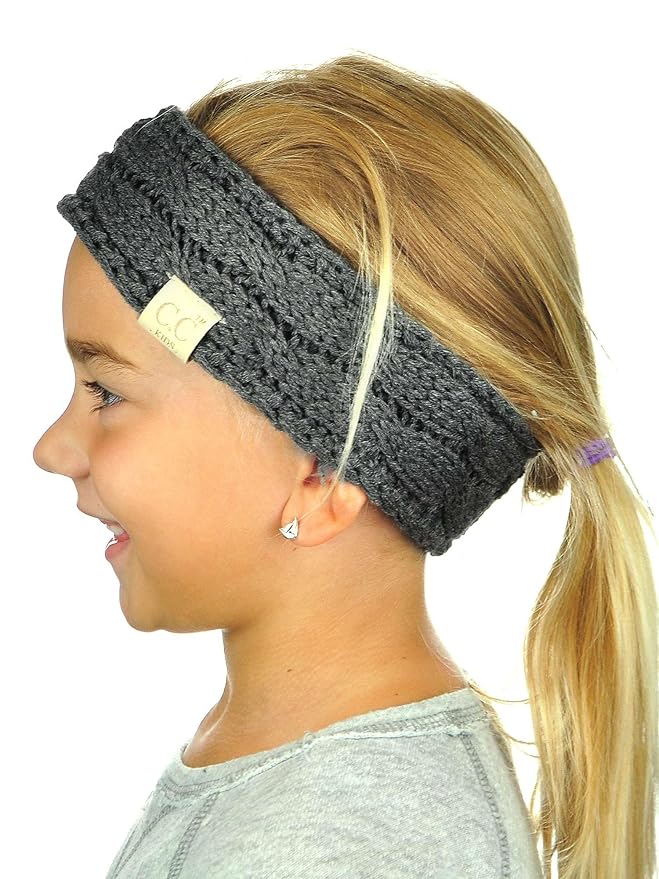 C.C Children's Kids' Winter Warm Cable Knit Fuzzy Lined Ear Warmer Headband
