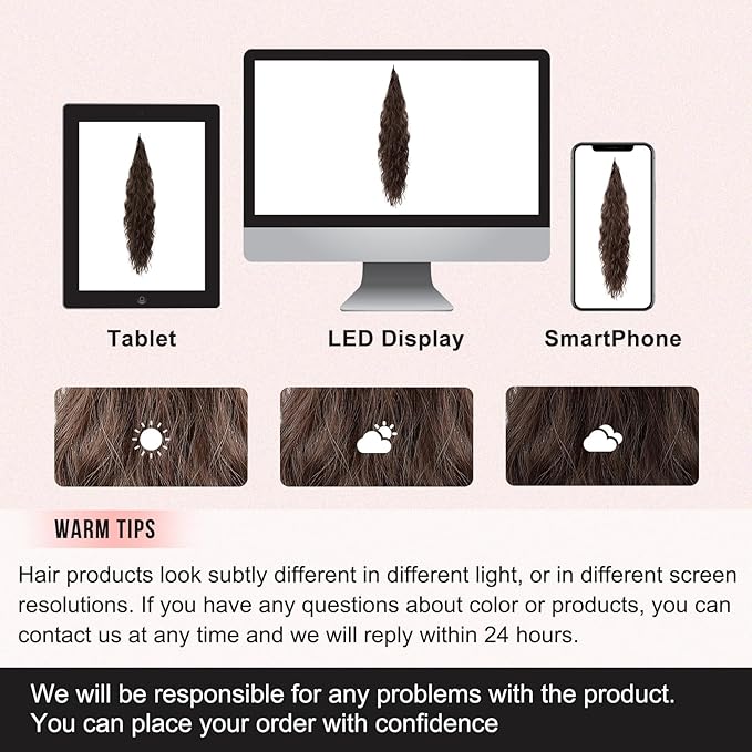 Flufymooz Ponytail Extension, Flexible Wrap Around Ponytail Extension Long Wavy Curly Ponytail Hair Extensions Natural pony tail Synthetic Hairpiece for Women 32 Inch (Dark Chocolate Brown)