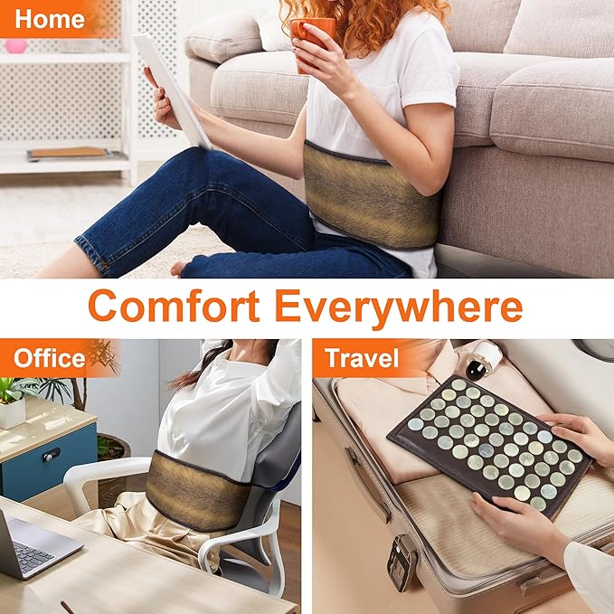 Infrared Heating Pad, Far Infrared Natural Jade Heating Pad, Auto Shut Off, Adjustable Temperature, Gifts for Women/Men/Dad/Mom (Brown, Belt28)