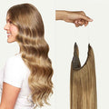 Luxy 100% Remy Human Hair – Halo Clip-In Hair Extensions –Natural Looking Volume & Length - One-Piece - Easy 5-Min Application 180 grams 20" Bronde Balayage Halo
