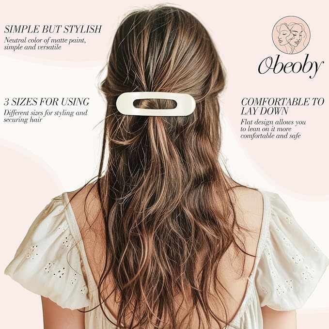 15 PCS Flat Hair Clips for Women & Girls, 5 Colors French Flat Claw Clips 3 Sizes Accessories Barrettes for Thin Thick Fine Hair