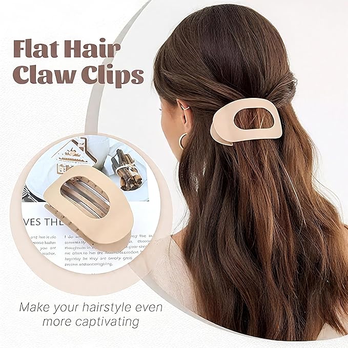 8Pcs Matte No-Slip Flat Claw Clips,Duckbill Hair Clips for Women, Simple Elegant flat hair clips for Thick Thin Long Short Hairs,flat claw clips for women (8Pcs,Mix-A)