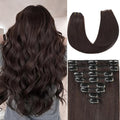 Dark Brown Clip in Hair Extensions Real Human Hair Invisible Seamless Remy Human Hair Clip in Extensions for Women 14Inch 75g, 8pcs Per Set with Double Weft
