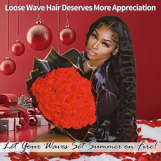 MEIMEI Loose Wave HD Full Lace Front Wigs Human Hair 250% Density 15A Grade 13x4 Loose Deep Wave Wig Real Full Large Lace Space Glueless Lace Frontal Wigs Human Hair Pre Plucked for Women 18 Inch