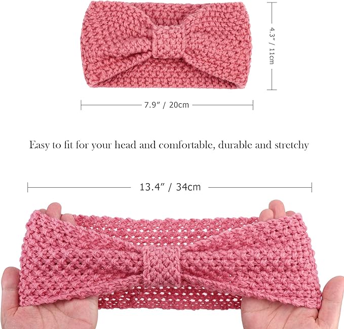 DRESHOW Knit Crochet Headband for Women Ear Warmer Soft Turban Stretch Warmer Headbands Winter Fashion Head Wrap