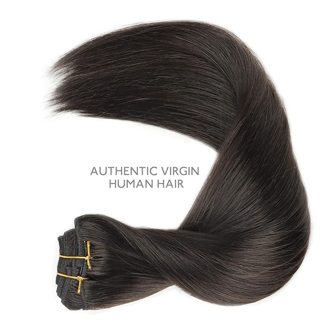 WENNALIFE Clip in Hair Extensions Real Human Hair, 20 Inch 120g 7pcs Remy Hair, Dark Brown Straight Natural Extensiones De Cabello Humano Con Clip Ins