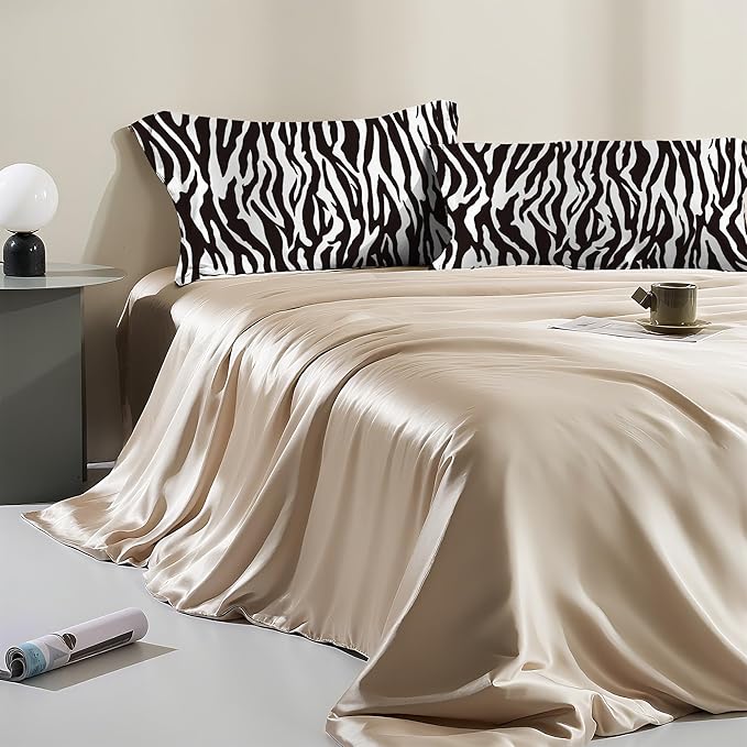 Satin Pillowcase 1 Pack-Zebra Black and White Silky Pillow Cover for Hair and Skin,King Size 20x36 Inch Soft Cooling Printed Pillow Cases with Hidden Zipper,Gifts for Women Men